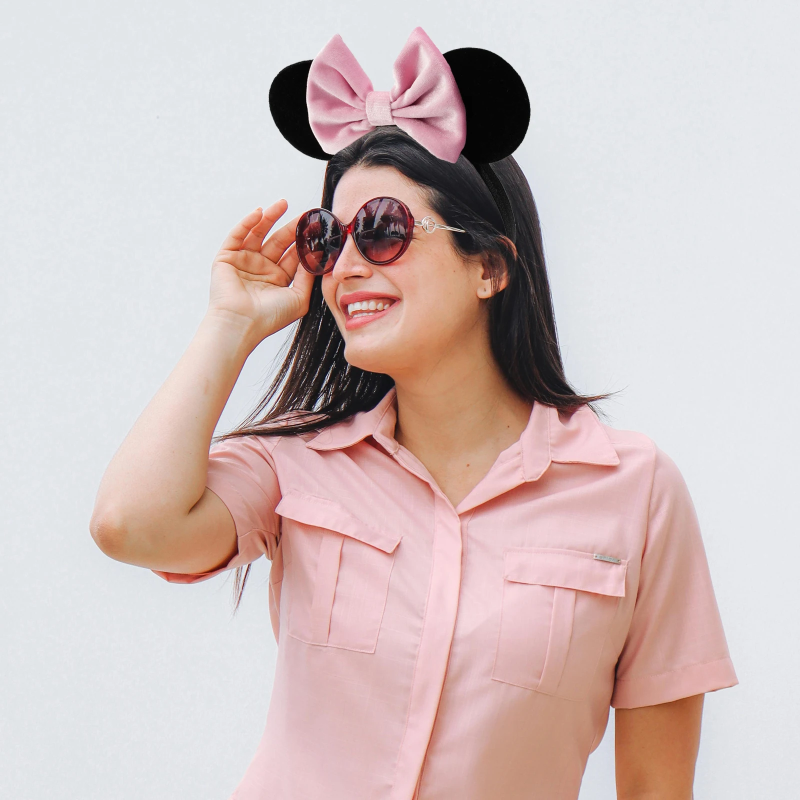 2025 Disney 3.3" Velvet Minnie Mickey Ear Elastic Headbands Newborn Fashion Glitter Adjusted Hairband Baby DIY Hair Accessories - Image 2