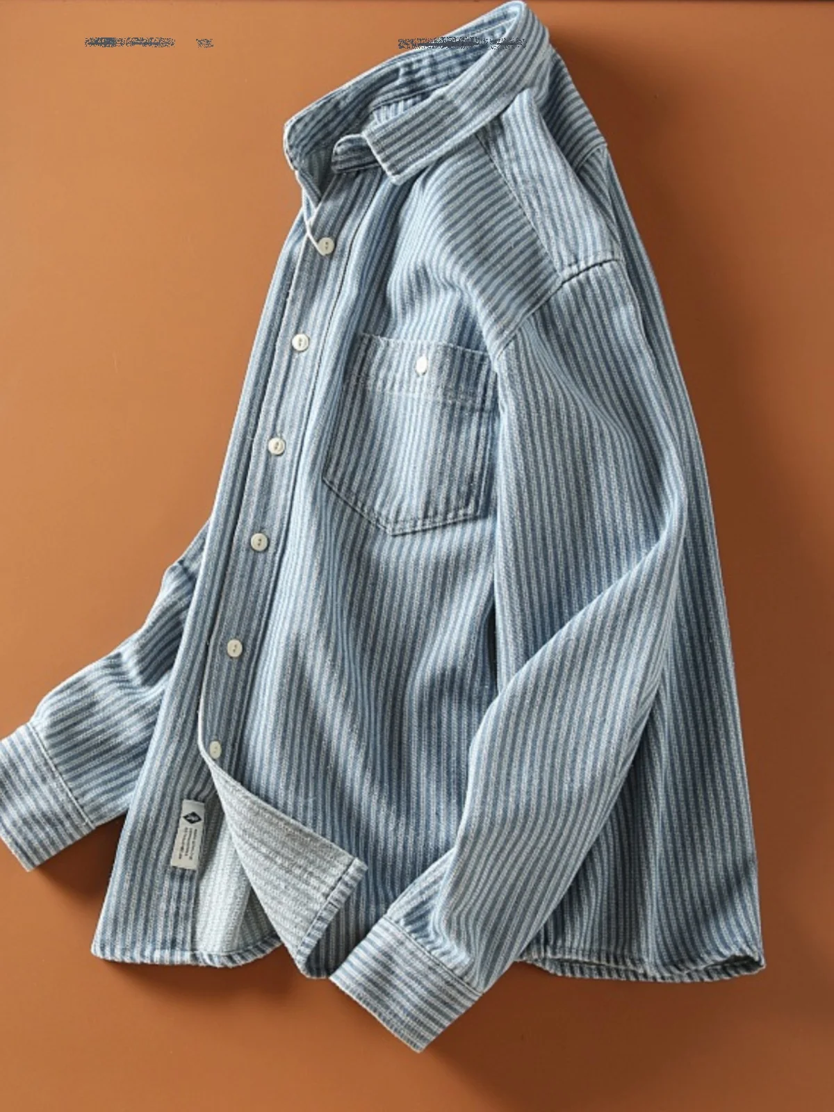 

Casual Striped Long Sve Men's irt Vintage Collar Spring Autumn New Sle Youth Wear Resistant Wrinkle Free Chinese Brand