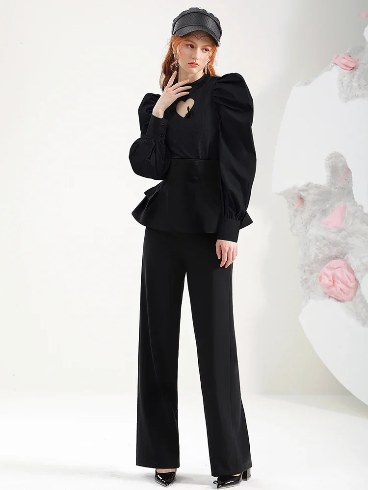 Designer Black Suit Pants Autumn Waist Seal Commuter High Waist Slimming Loose Drooping Straight Trousers Casual Pants Pantalone