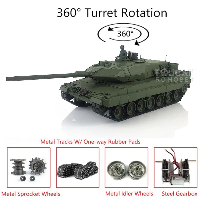 HENG LONG 1/16 TK7.0 Remote Control Tank RC Panzer Leopard2A6 Car 3889 W/ 360° Turret IR Battle Airsoft Metal TracksTH19264