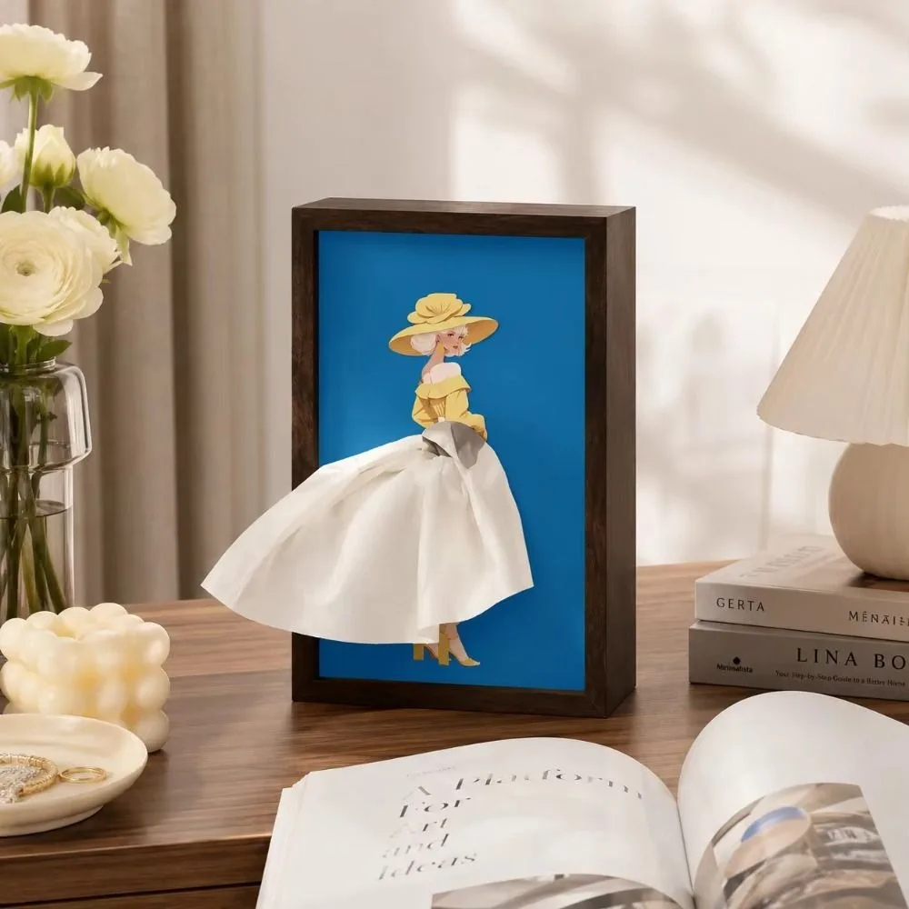 Wooden Desktop Ballet Tissue Box Elegant Design Luxury Art Wooden Tissue Box Soaring Skirt Unique Skirt Tissue Box Home Decor