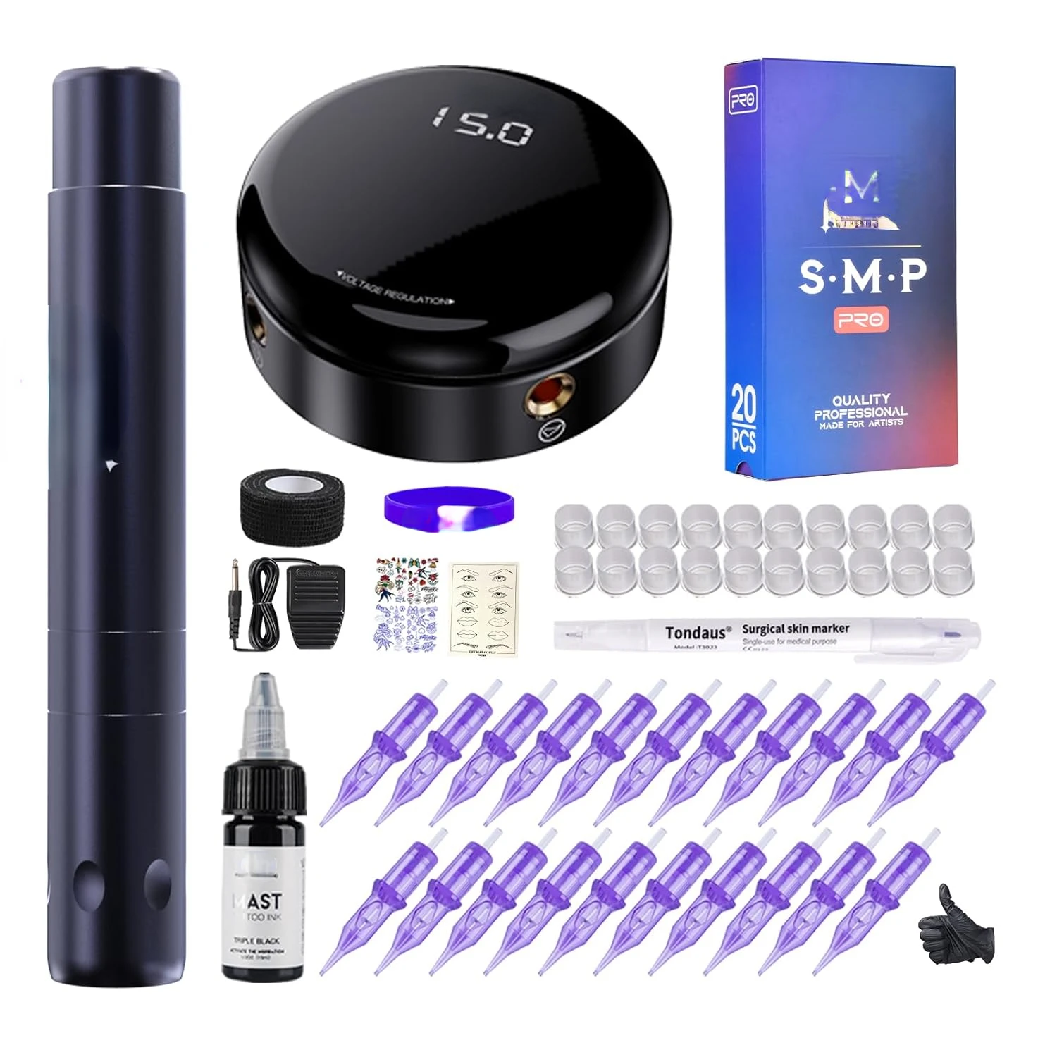 

Kit Tour Air Rotary Tattoo Pen Machine Gun Kit, Super Slim & Short Tattoo Pen for Women Beauty Work, Tattoo Neeldes with Pow