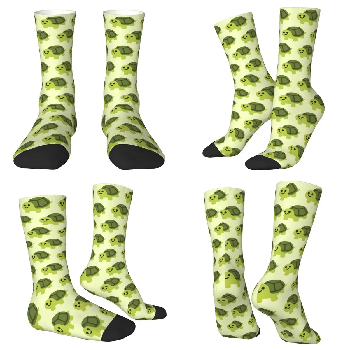 All Seasons Crew Stockings Cartoon Green Sea Turtle Socks Funny Long Socks for Men Women Valentine's Day Gifts