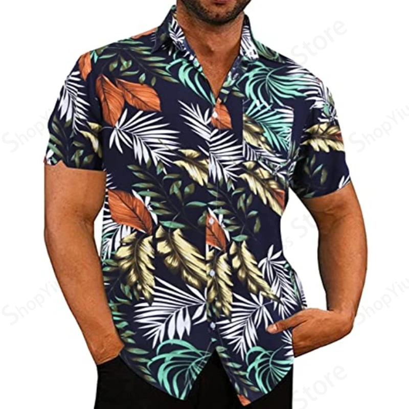 Oversized Hawaii Shirt Men Women Fashion Casual Beach Shirts Flower blouse Social Punk Turn Down Camisas Red Mens Clothing