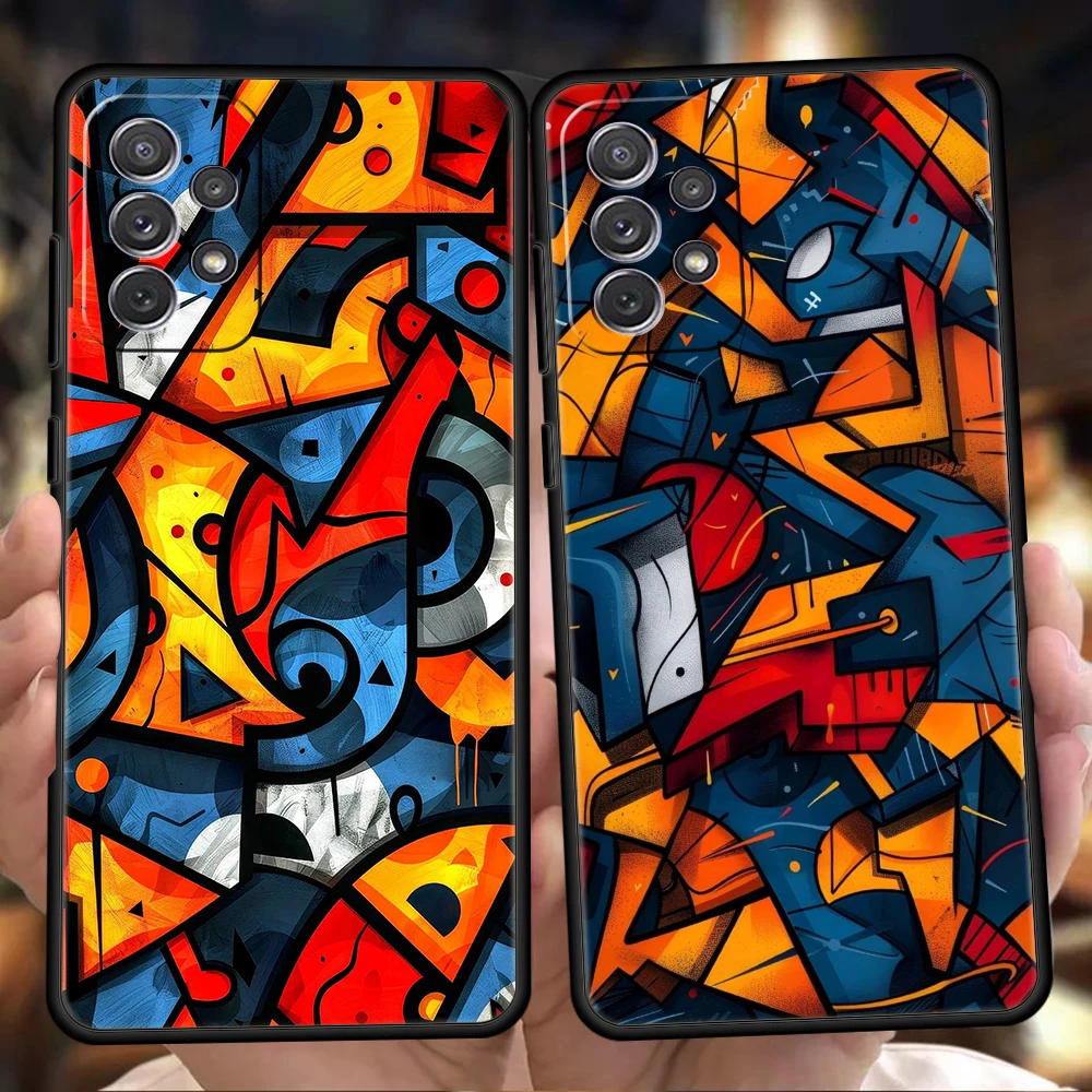 Phone Case for Samsung Galaxy A13 A15 A17 A22 A23 A25 A31 A32 A33 A35 A41 A51 A52 A55 5G Soft TPU Shell Wide Trendy Graffiti Art