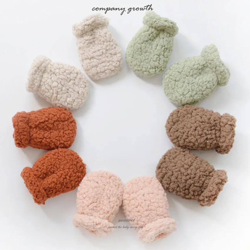 Autumn Winter Baby Thicken Double Layer Warm Gloves for Newborn Mittens Kids Boys Girls Plush Anti-scratch Gloves Accessories