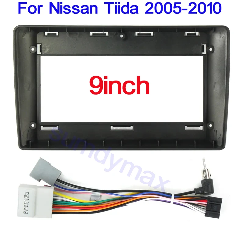 

2 Din автомобильный DVD-рамка, аудиоадаптер, комплекты отделки приборной панели, лицевая панель 9 дюймов для Nissan Tiida 2005-2010 2-диновый радиоплеер