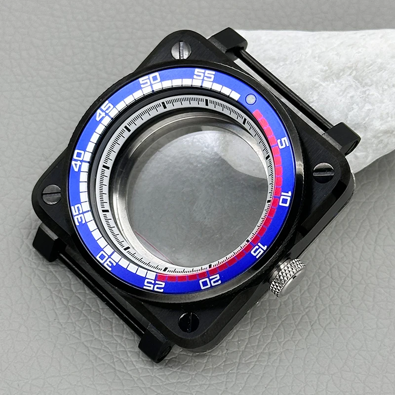 Mod 42mm Schwarzes Quadratisches Piloten-Cockpit-Gehäuse mit Transparenter Rückseite Passend für NH34 NH35 NH38 NH36 4R 7S Uhrwerk Saphirglas Uhrengehäuse-Teil – Detail 17
