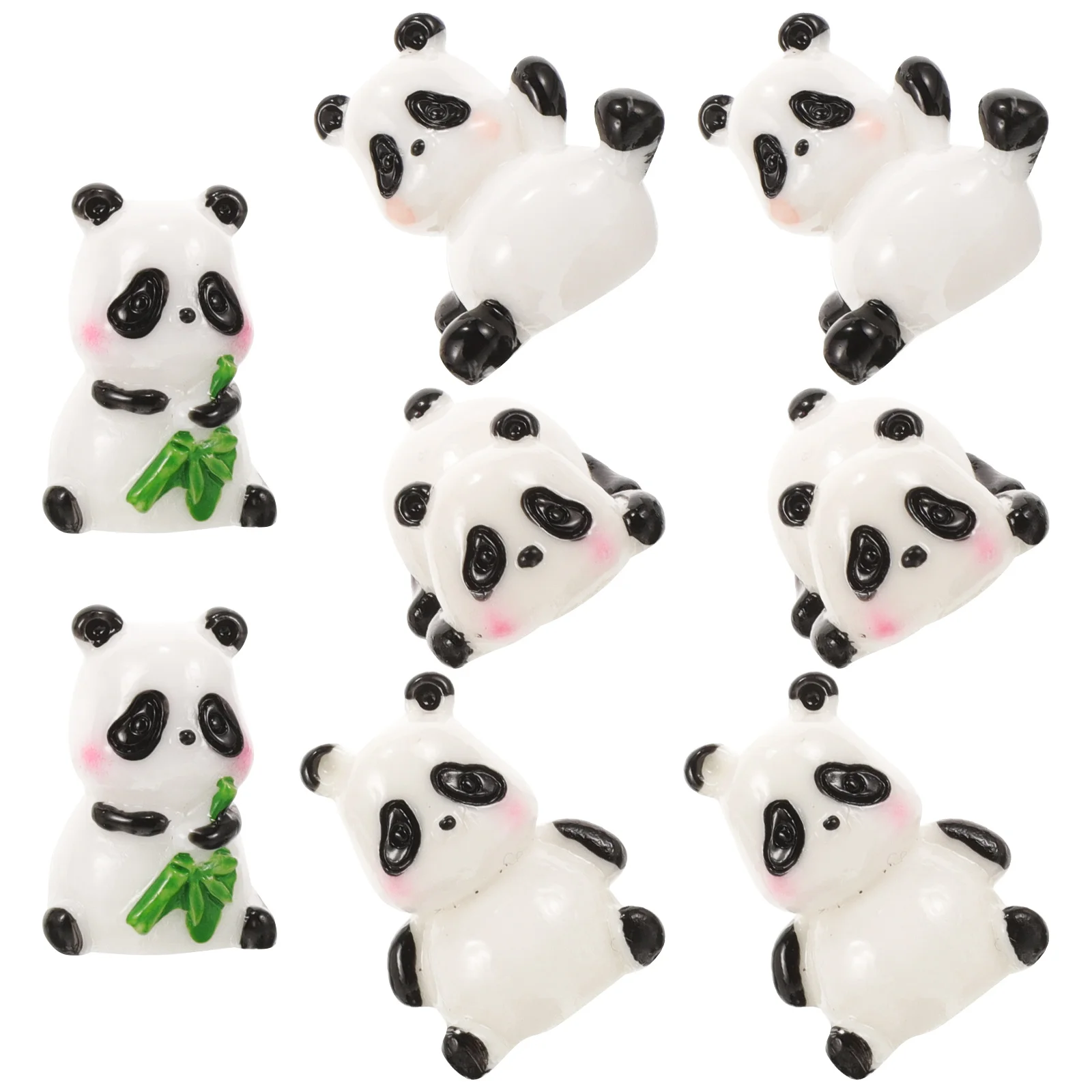 

8 Pcs Toys Mini Panda Ornament Garden Scene Decors Birthday Decorations Puppet Statue Figurine Cake