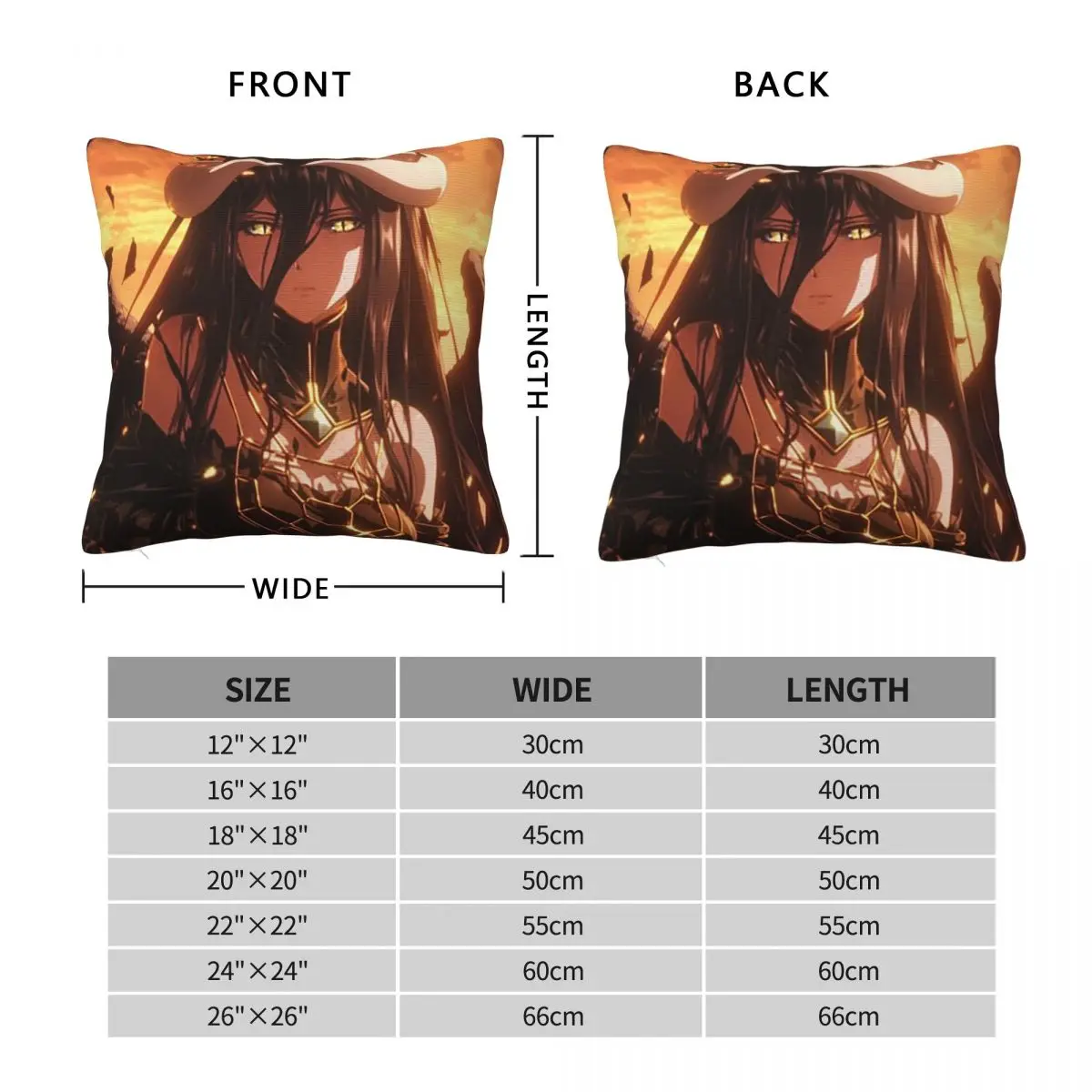 Adventure Anime Albedo Overlord Square Pillowcase Cushion Cover Pillow Case Throw Pillow Cover for Home Sofa Living Room
