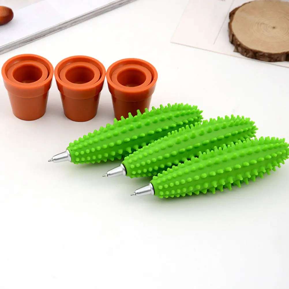 

3Pcs Cactus Neutral Ballpoint Pens Unique Simulated Design Comfortable Grip Writing Supplies for Office Home Study Gift
