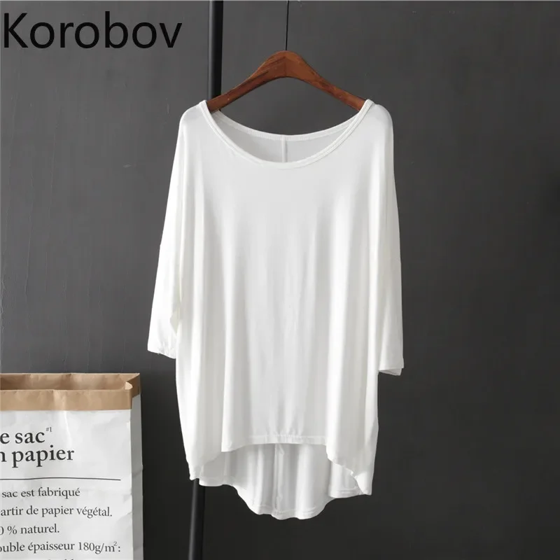 Korobov New Arrival O Neck Tees Short Sleeve Camisetas Women T-shirts Korean Casual Female Summer Tee Tops Fashion Ropa Mujer