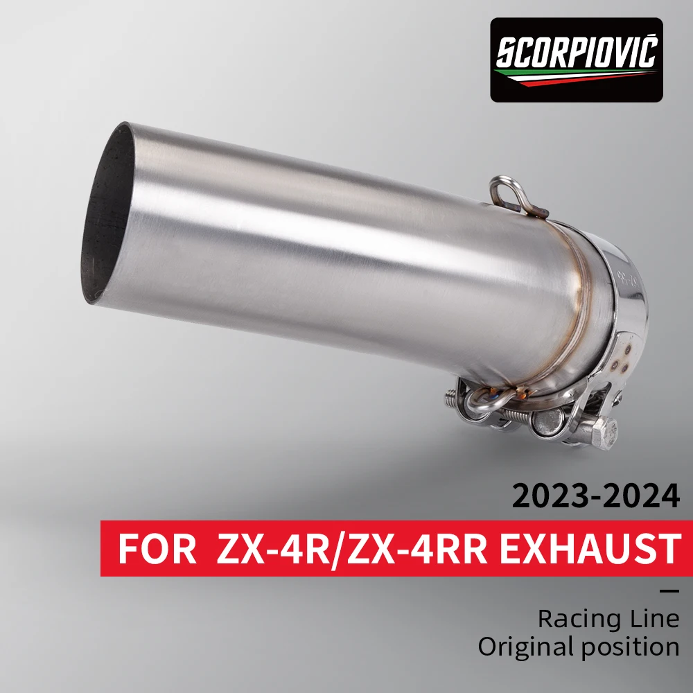 

Motorcycle Exhaust Escape Modify Titanium alloy Mddile Link Pipe Connection 51mm Muffler For Ninja ZX4R ZX4RR ZX-4R SE SR 2023