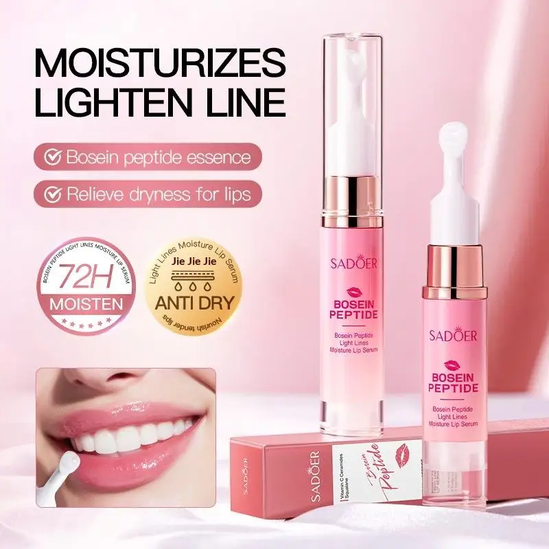 SADOER Lip Booster Plumping Serum Gel with Hyaluronic Acid Moisturizing Non-Irritating Brightening Faded Lines Plump Lip Care