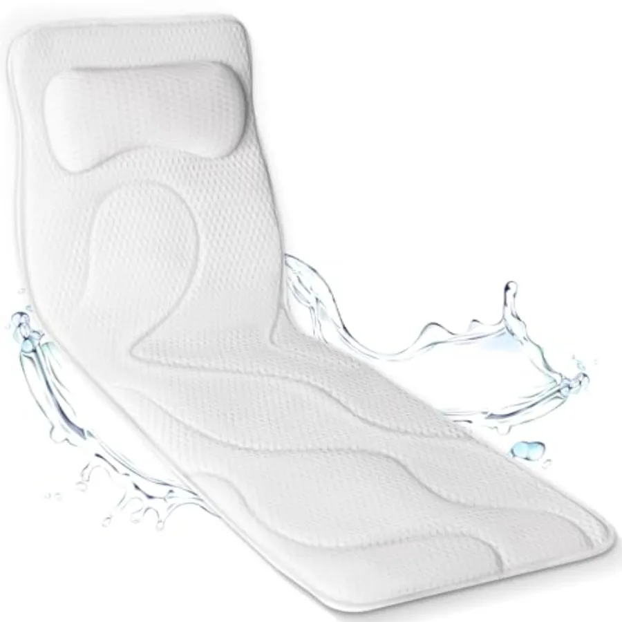 

Full Body Bath Pillow for Tub Luxury Bathtub Pillow for Full Back Head and Neck Support Quick Dry Bath Cushion 168 Suction Cups