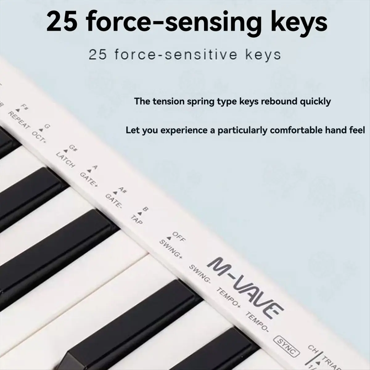 M85K  -25 Mini MIDI Keyboard 25 Velocity-Sensitive Keys Professional Mini Controller for Keyboard Music Arrangement White