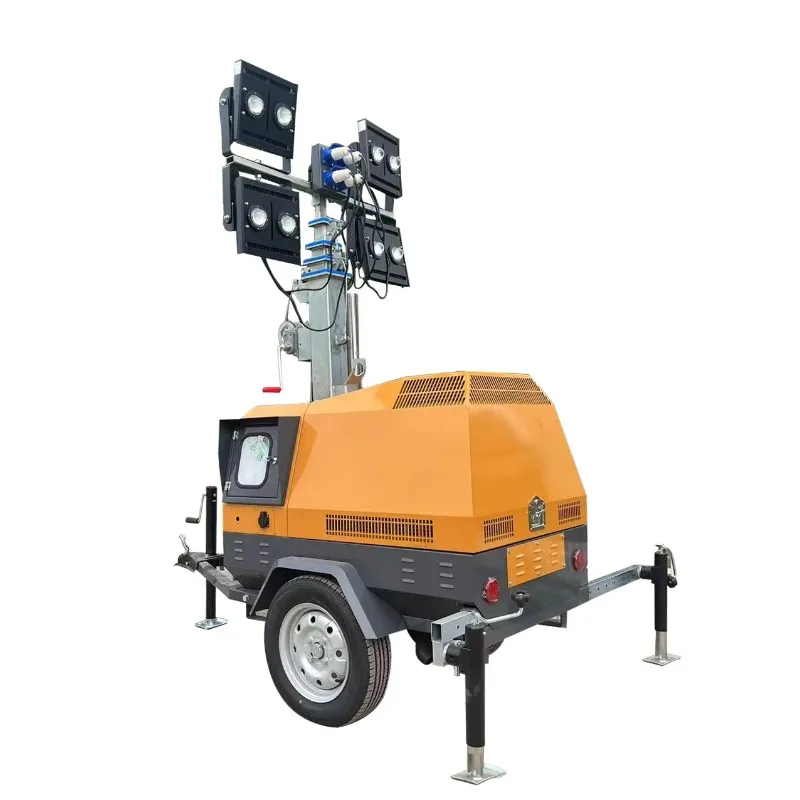 Mobile Lighting Tower Trailer Chassis 7-9m Mast Multi Direction Illumination For Open Pit Mining Site Working Light