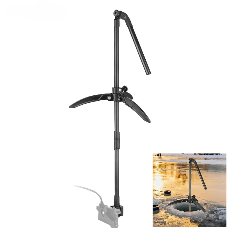 

Ice Fishing Tripod Sensor Mount Adjustable Pole for Sonar Finder Stable for Live Imaging Transducer fits Garmin LVS34/Mega Live