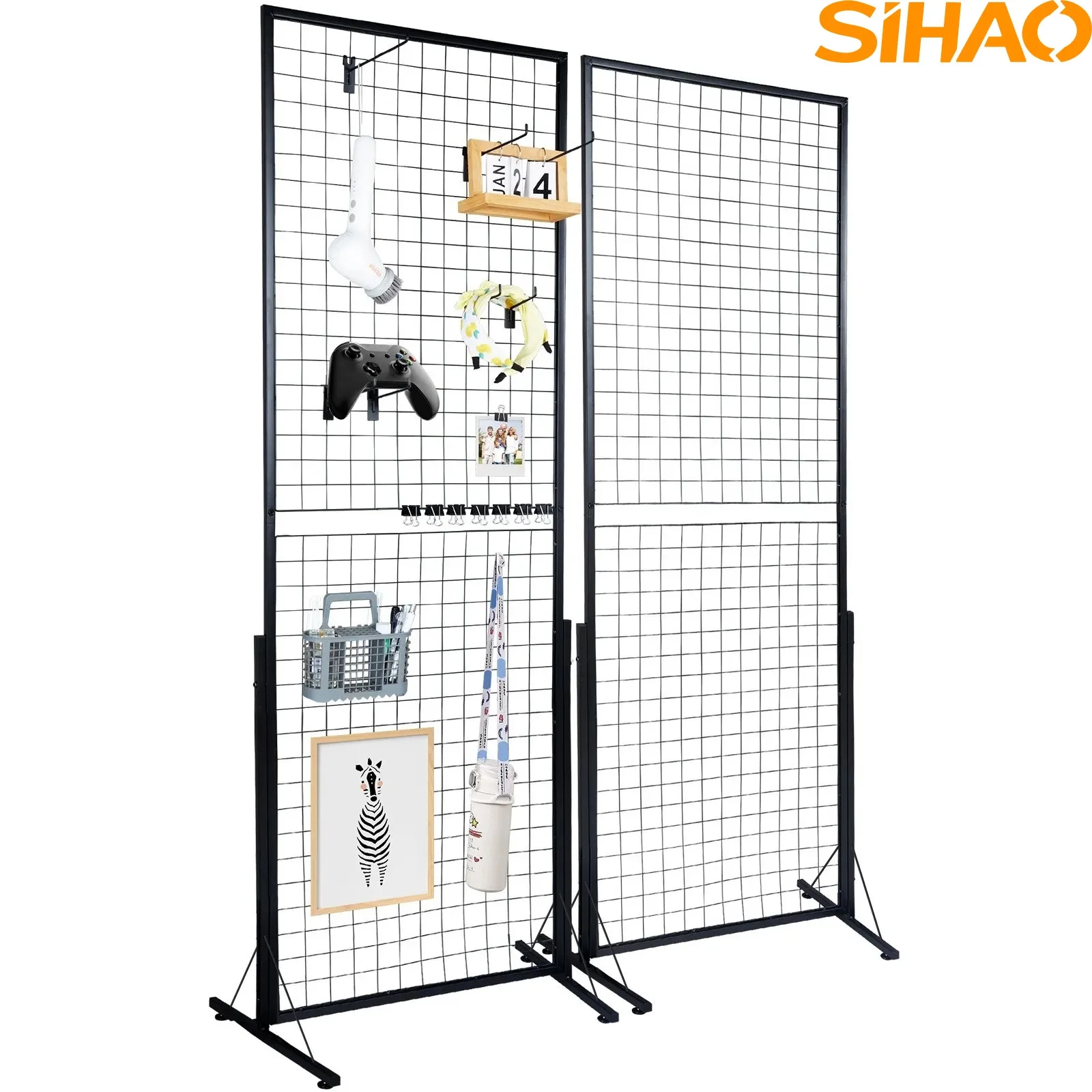 

SIHAO Grid Wall Panels Tower Wire Gridwall Display Racks Double Side Gridwall Panels for Art Craft Shows Retail Shop W/ Hooks