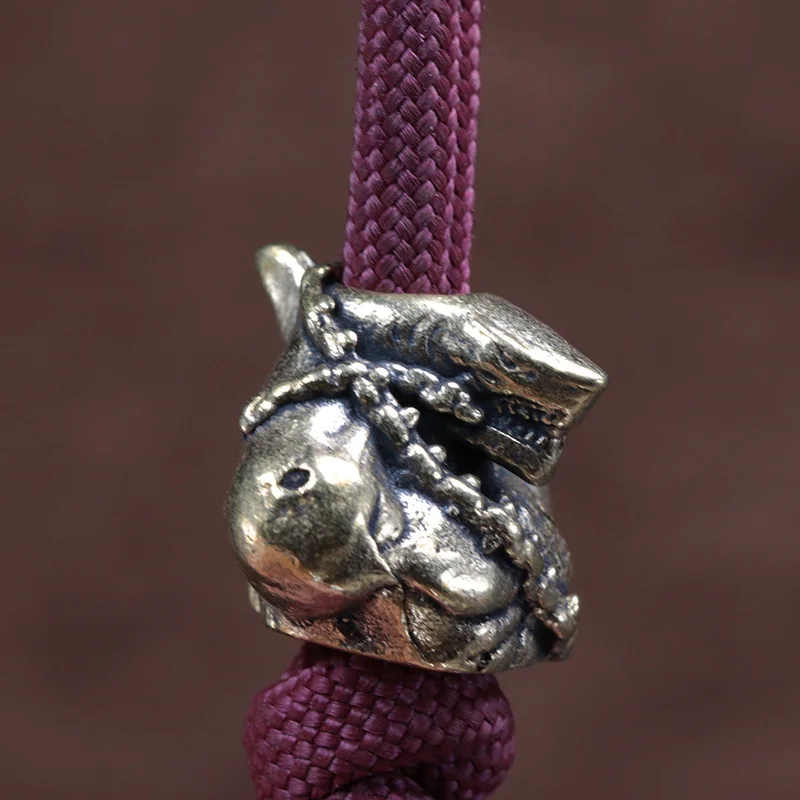 Shark Warrior Brass Knife Beads EDC DIY Paracord Woven Bracelets Lanyard Pendants Accessories Outdoor Tool Hangings Punk Charms