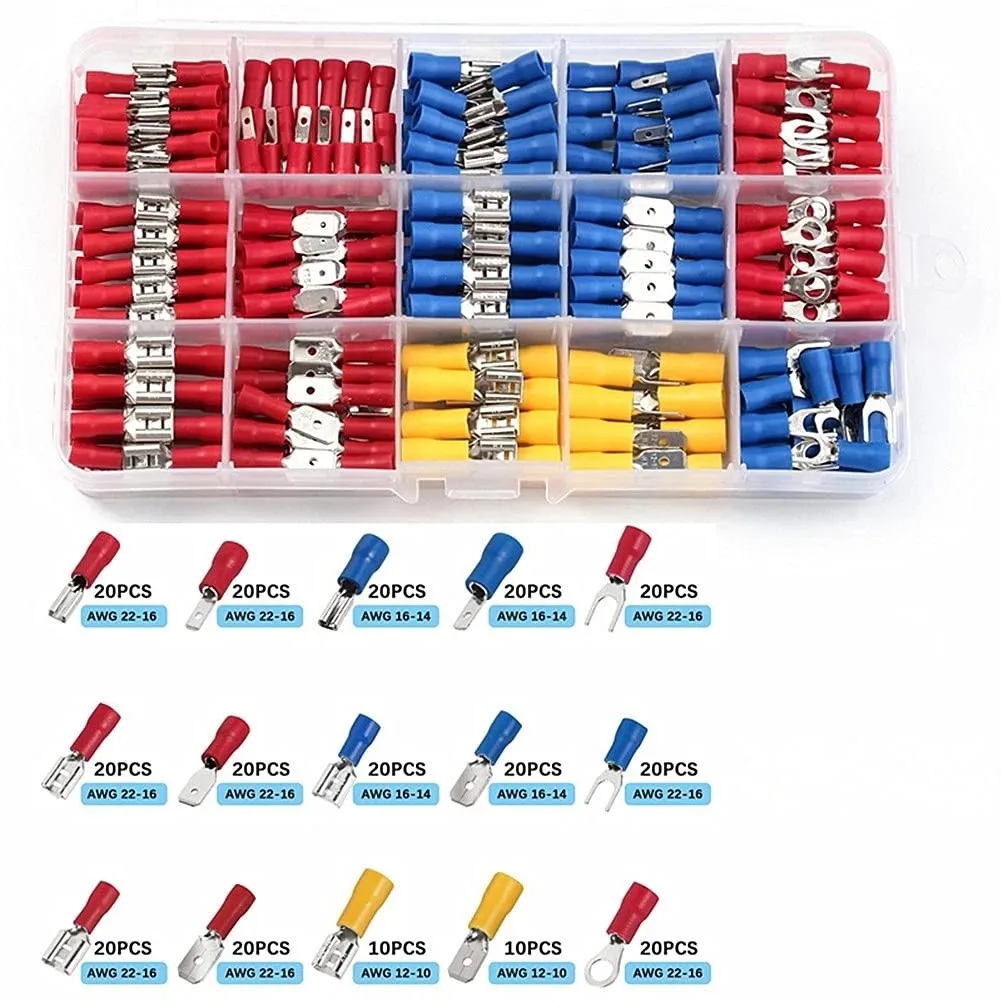 280pcs Wire Connector Kit Male Female Insulated Terminals Cold Crimp Terminals Assorted Crimp Terminals Spade Butt Connector Kit