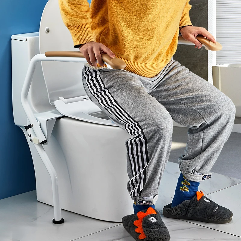 

Folding Commode Toilet Safety Rails for Elderly, Toilet Handrail Stable Assist Bar Durable Support Anti-Slip Toilet Aid Handle