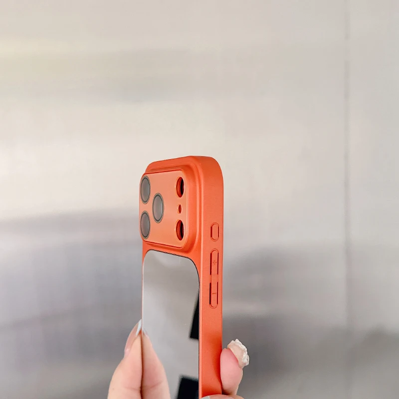 Luxury Solid Color Matte Frame Cosmetic Mirror Backplane Phone Case For iPhone 17 Pro Max 15 14 13 16 Pro Max Bumper Back Cover - view 4