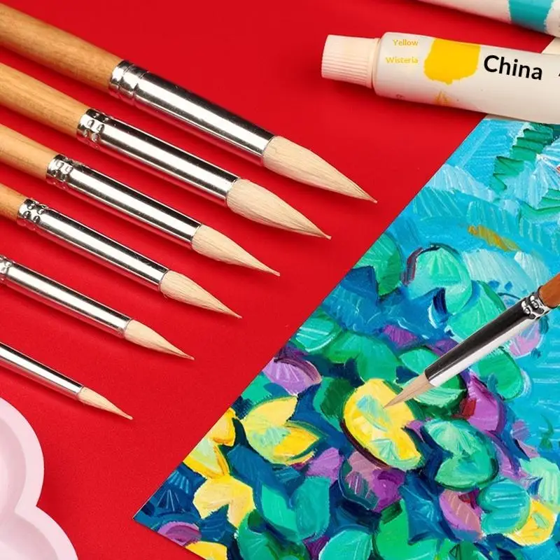 New Watercolor Hook Line Pen Gouache Soft Weasel Hair Outline Painting Brush Hand-painted Propylene Miniature Detail Detail Art