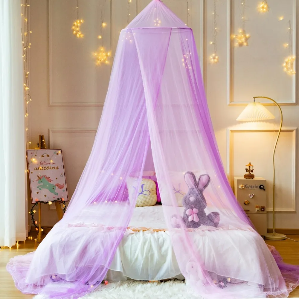 

two-tone bed canopy mosquito net,pink purple bed canopy for girls bed net,princess canopy for kids bed room(pink + purple)