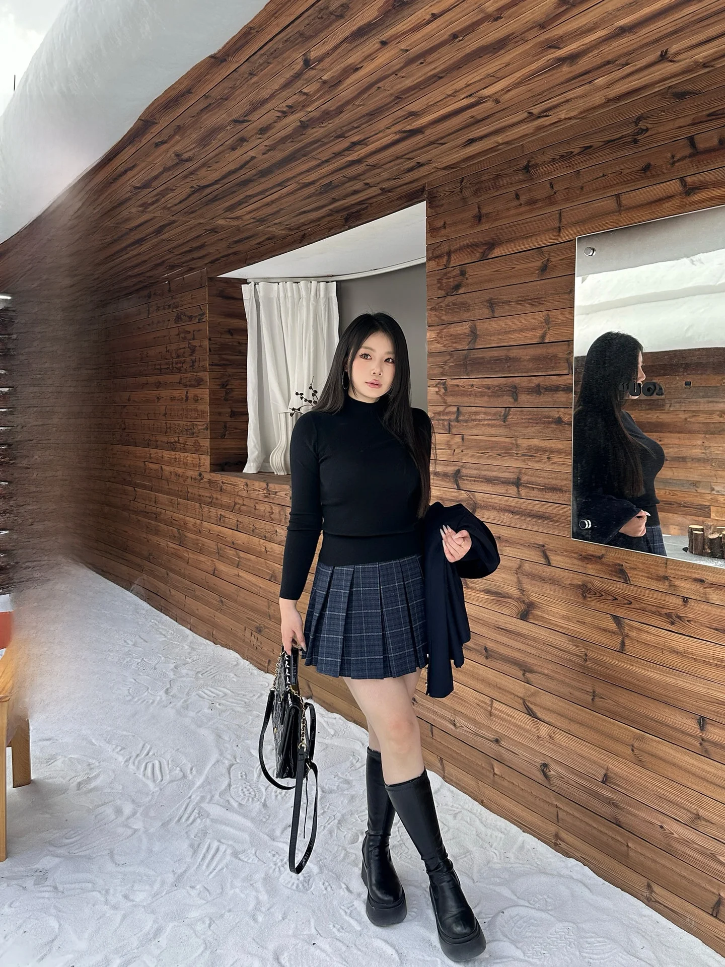 

Женский осенний топ Ele Plus Size из смесовой шерсти Black Swan с длинным рукавом, базовая модель, стройнящий, универсальный крой, для повседневной носки