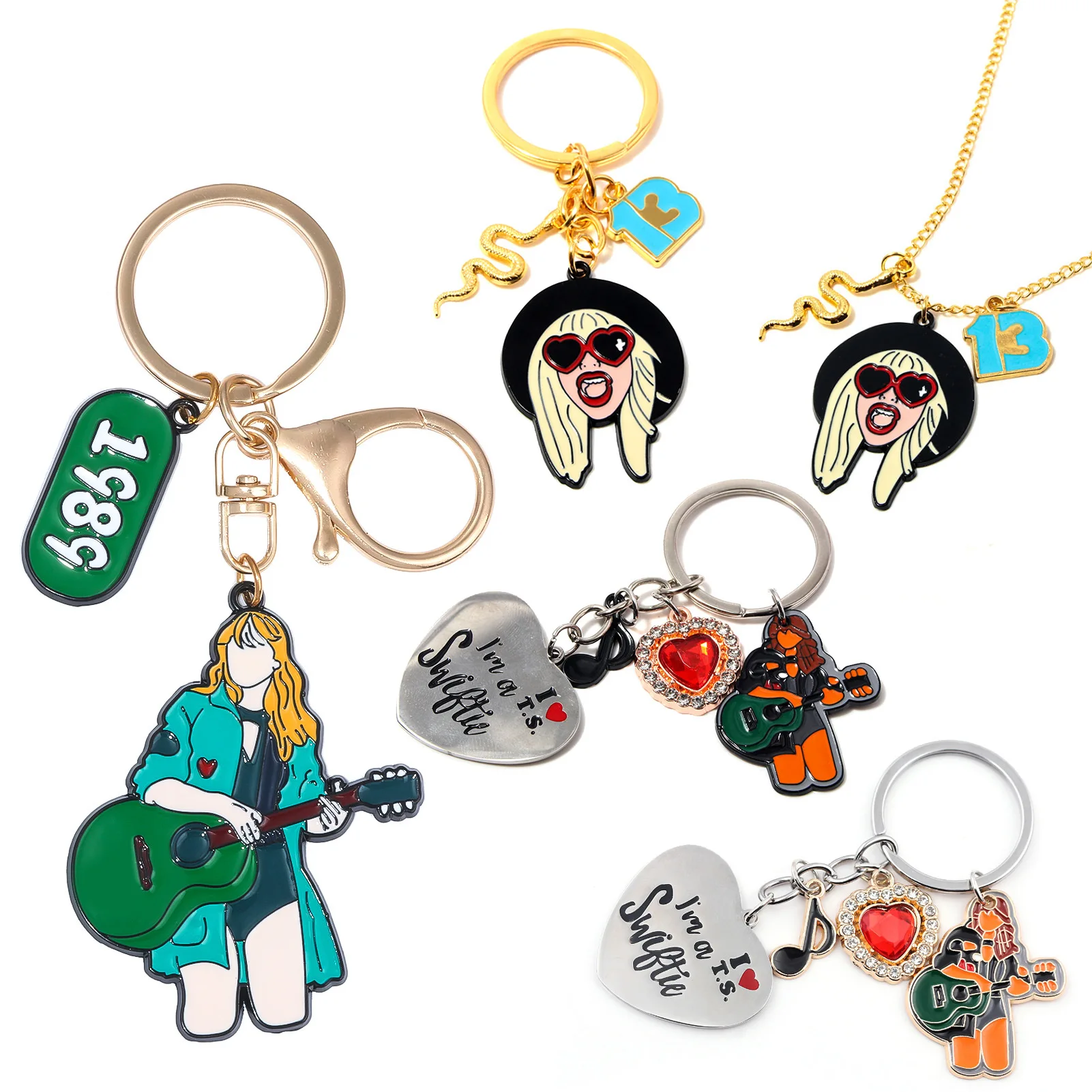 Taylor Swift Keychain Kawaii Taylor Guitar Music Notation Pendant Key Chain for Women Men Fans Jewelry Gift