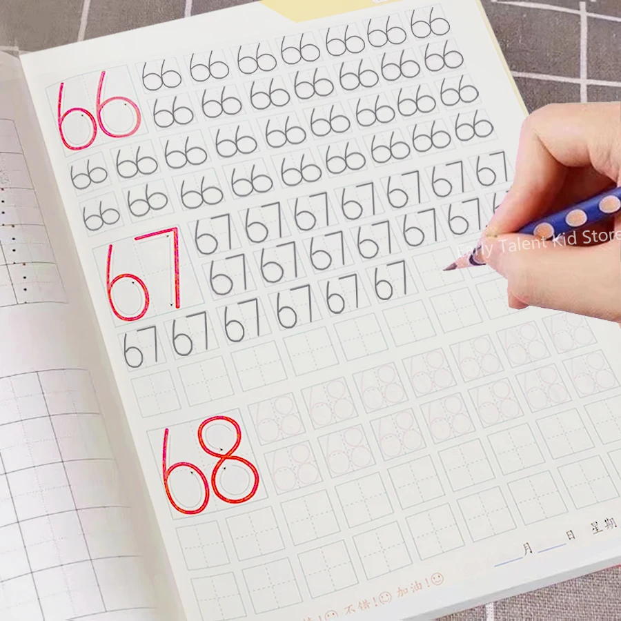 어린이 유치원 Number0-100 연습 책, 쓰기 학습 수학, 캘리그래피 연습서 및 선물, 32 페이지