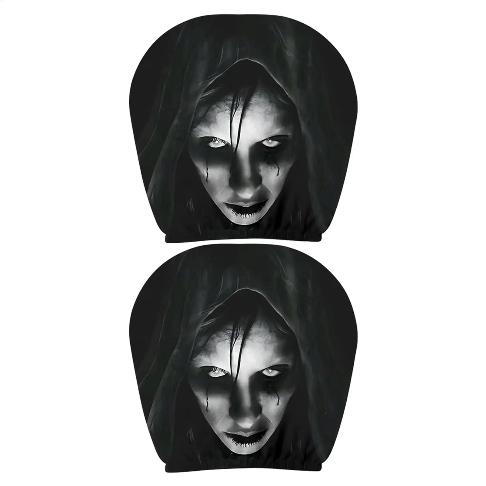Headrest Covers for Cars 2 Pieces Horror Patterns Reusable Protector Car Headrest Protector for Automotive Truck SUV Daily