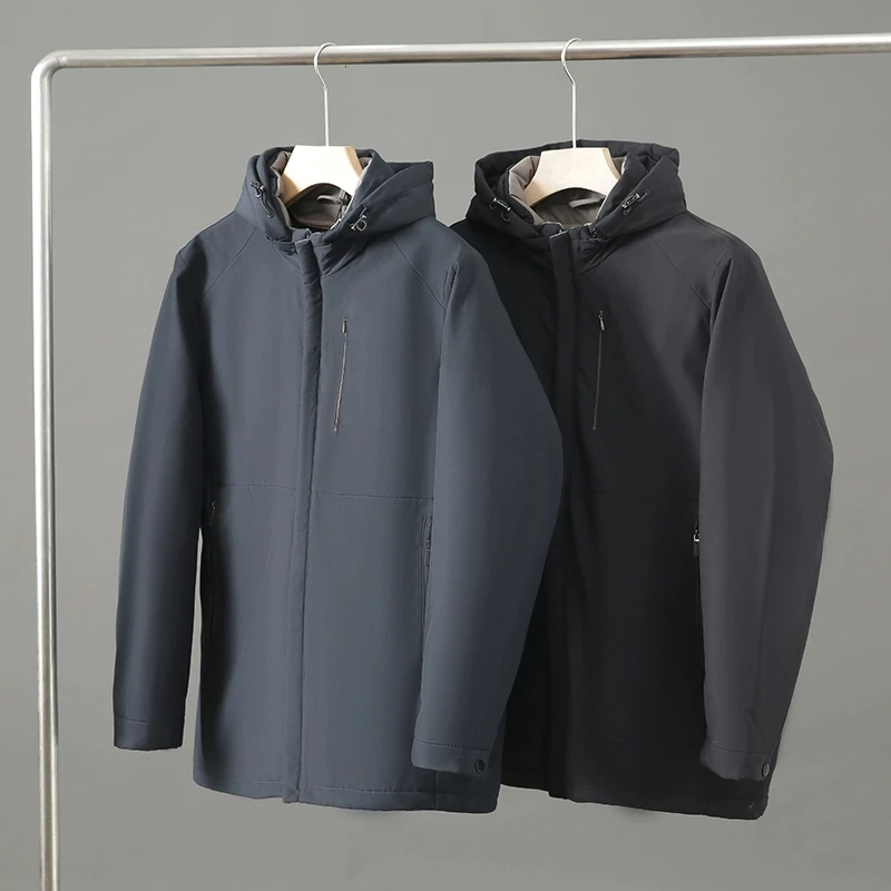  Tee-in-One Men's down Jaet 90% Goose down Detachable Fur  Faionable Urban Sle Regular Length Pure Color