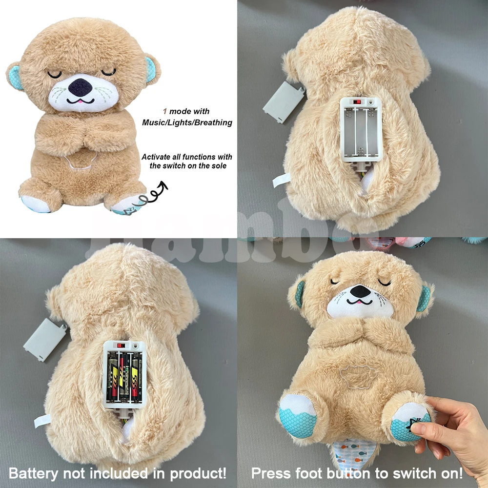 Muñeco de peluche de oso calmante para bebé, muñeco de peluche blanco con música de ruido, sonido para dormir, luz rítmica, regalo de juguete