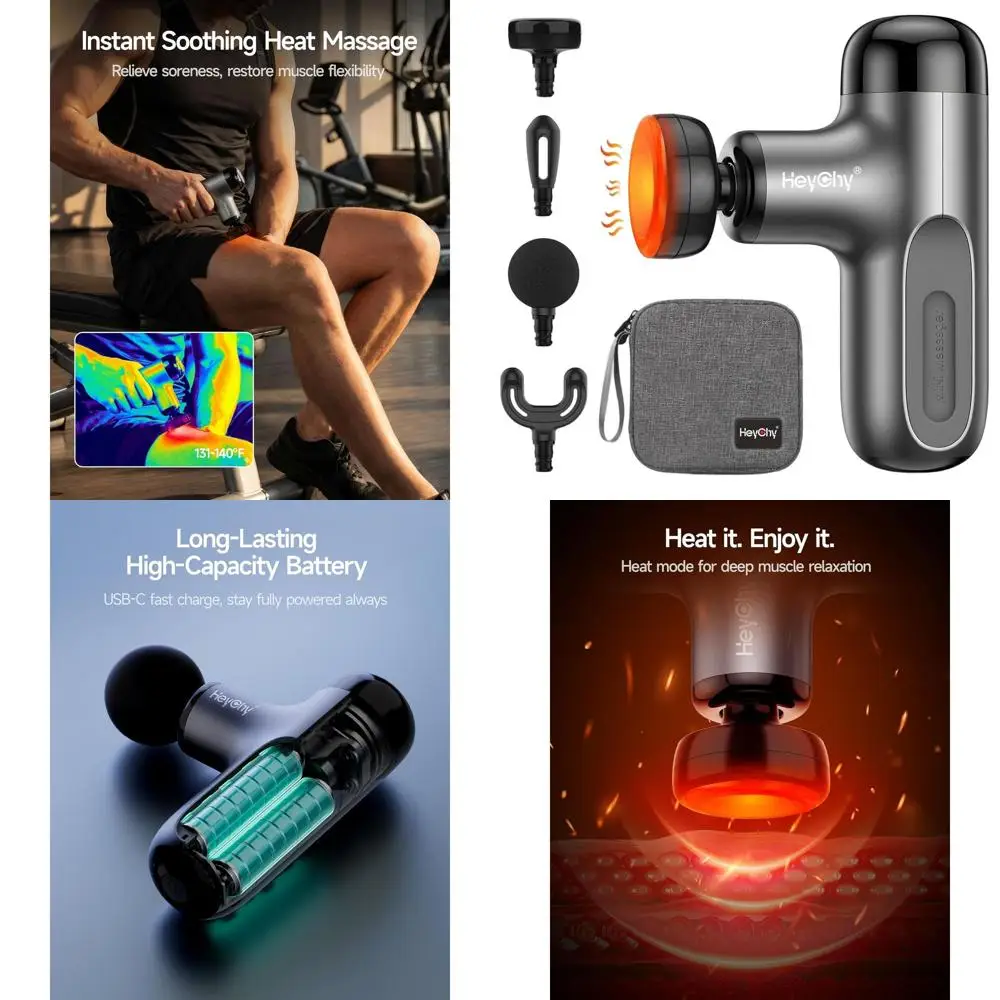 

Портативный перкуссионный массажер для глубоких тканей с подогревом, для спортсменов и восстановления мышц