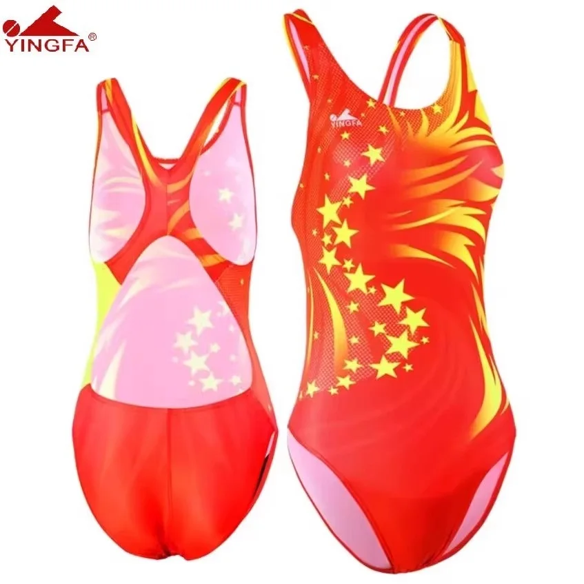 YINGFA One Piece Women Swimsuit Professional Swimwear Lady Bathing Suit Sports Racing Competition Tight Bodybuilding SwimWear