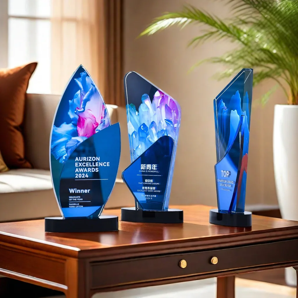 Customized Crystal Trophy, Color Printing Prize Sports Annual Meeting Awards Outstanding Employee Souvenir, Home Decoration, 1Pc