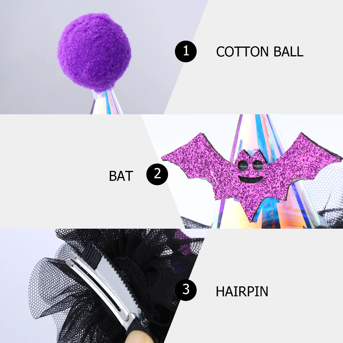 

Bat Light Hair Clip Creative Halloween Hairpin Headdress Luminous Plastic Toddler