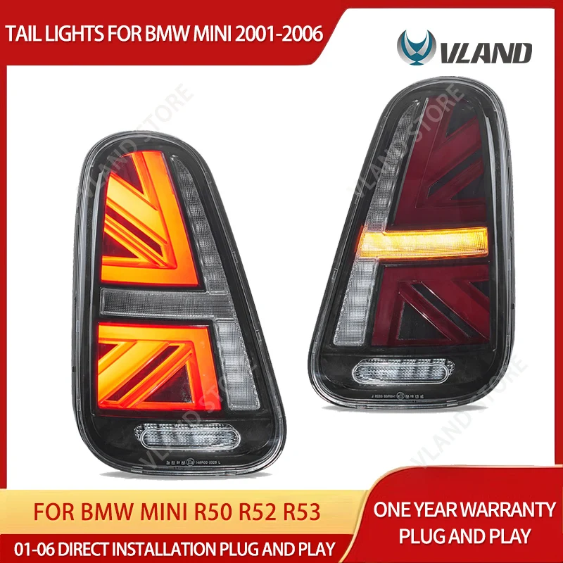 VLAND 2001-2006 Cooper R50 R52 R53 E-Mark LED-Rückleuchten DRL Sequentielle Blinker Rücklampen Paar Set von 2