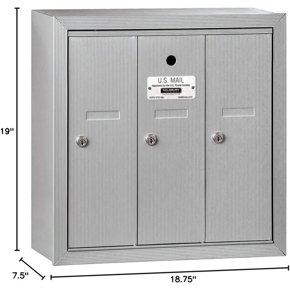 3503ASU Surface Mounted 3 Doors and USPS Access Vertical Mailbox mailbox outdoors