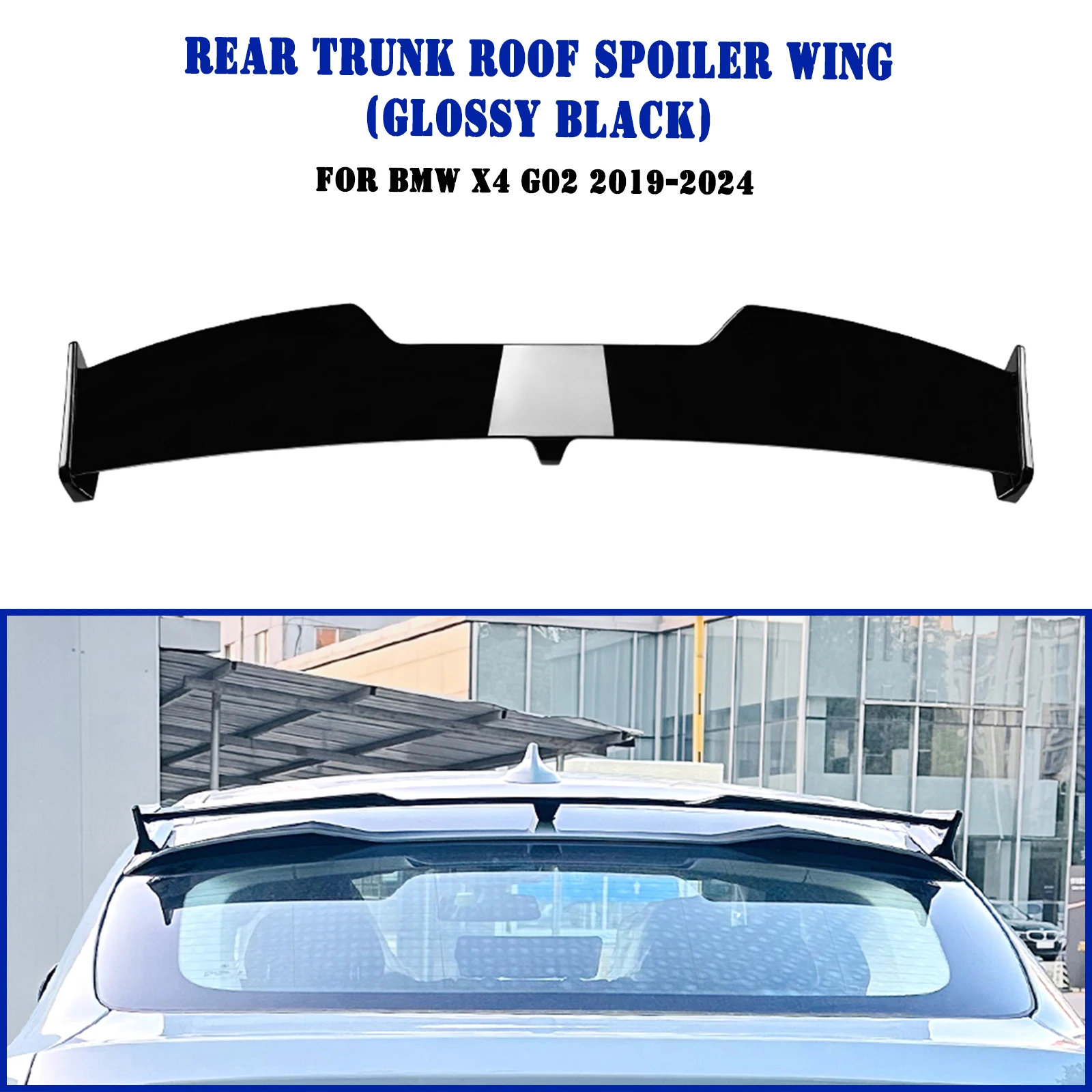 

Rear Trunk Roof Spoiler Wing For BMW X4 G02 2019-2024 Carbon Fiber Look/Gloss Black Tail Dome Upper Deflector Splitter Lip