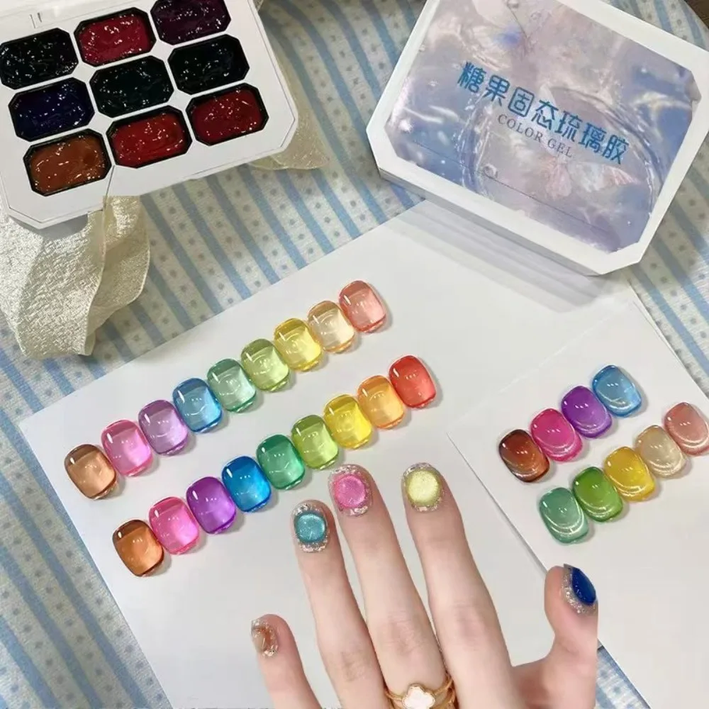 Summer Candy Jelly Color Solid Nail Polish Gel 9 Colors Nail Gel - Strong Setting Gel, Transparent Jelly Color, Can Be Overlaid