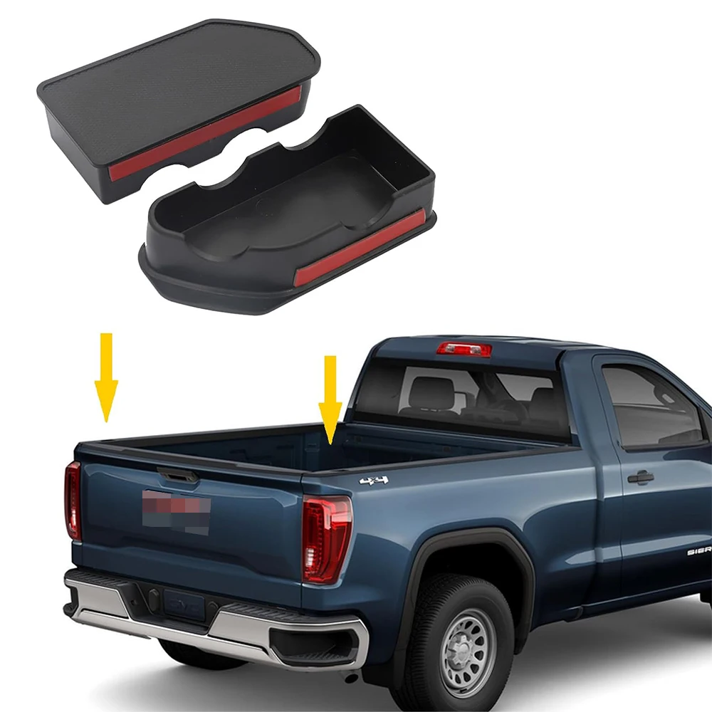 Cubiertas de bolsillo de estaca personalizadas para GMC Sierra 1500 Chevrolet Silverado 1500 2019 + tapones de agujero de riel de cama de camión, cubierta de tapas de bolsillo de estaca