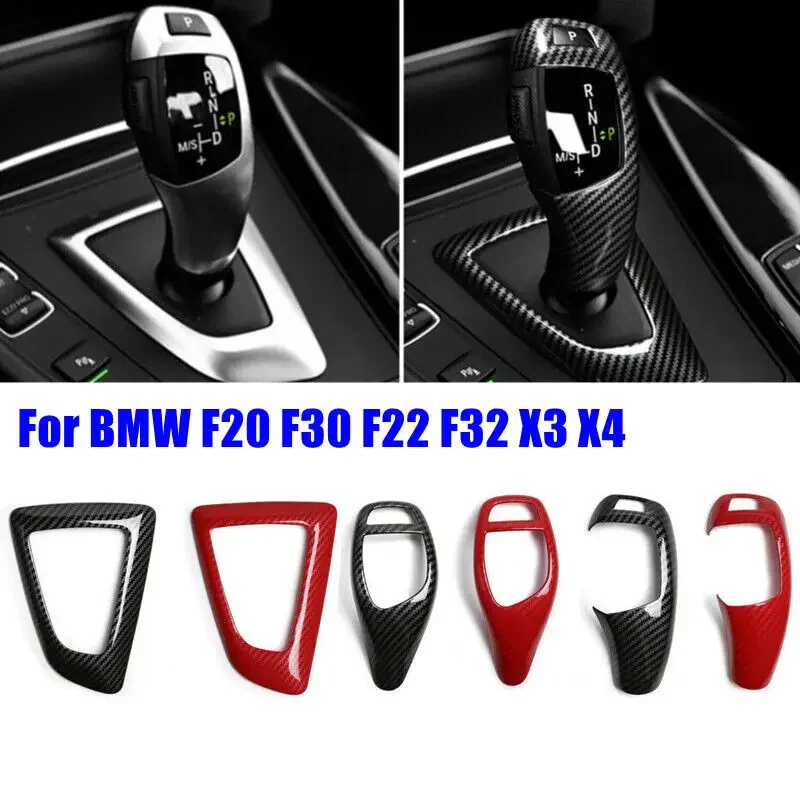 For BMW 1 2 3 4 5 6 Series F10 F18 F20 F21 F22 F23 F30 F31 F32 F35 Carbon Fiber Style ABS Gear Shift Knob Panel Cover Trim Frame