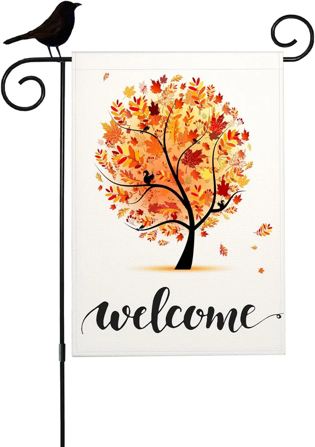 Mugod Fall Maple Tree Garden Flag 12x18 Inch Double Sided Small Burlap Autumn Tree Maple Leaves Holiday Flag for Outside Yard De