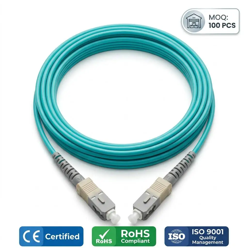 OM3 SC-SC Simplex Multimode Fiber Optic Patch Cable 50/125μm UPC LSZH Custom Length