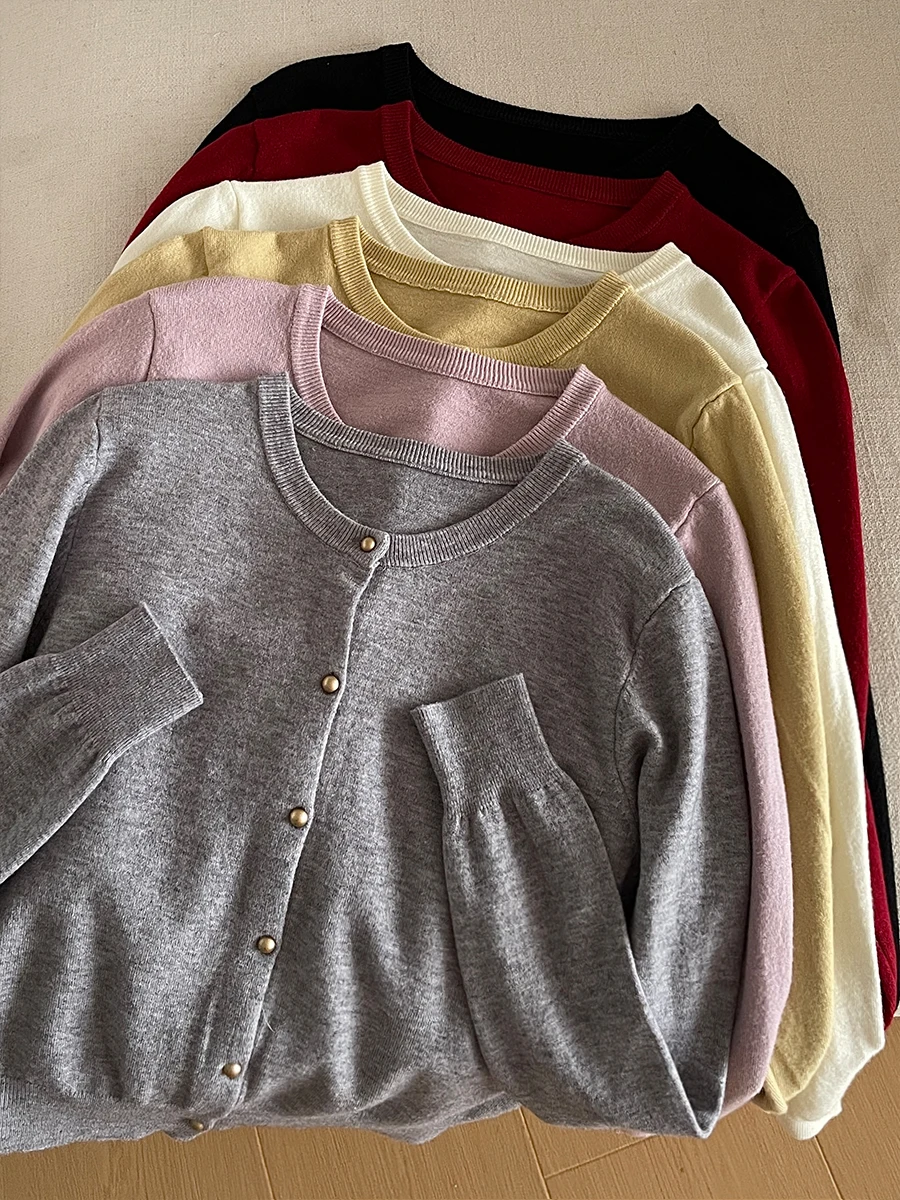 

Осень-зима 2026, новый кардиган, женские топы, однобортный однобортный женский повседневный однотонный вязаный свитер с длинными рукавами в стиле ретро