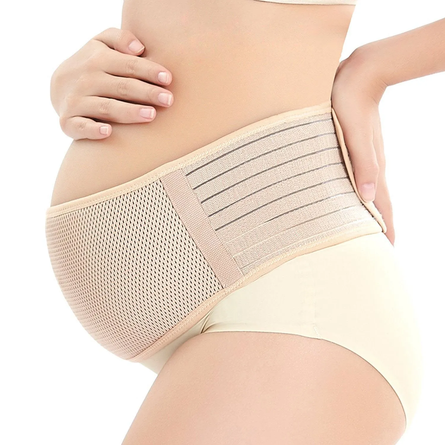

AM-Maternity Support Belt Breathable Pregnancy Belly Band Abdominal Binder Adjustable Back/Pelvic Support- L