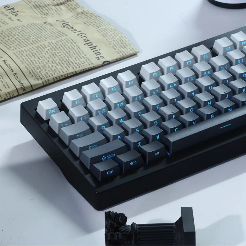 Gradient Gray RGB Backlit Keycaps PBT Double Shot Keycap For Cherry MX Switch Gaming Mechanical Keyboard Side engraving Key Caps